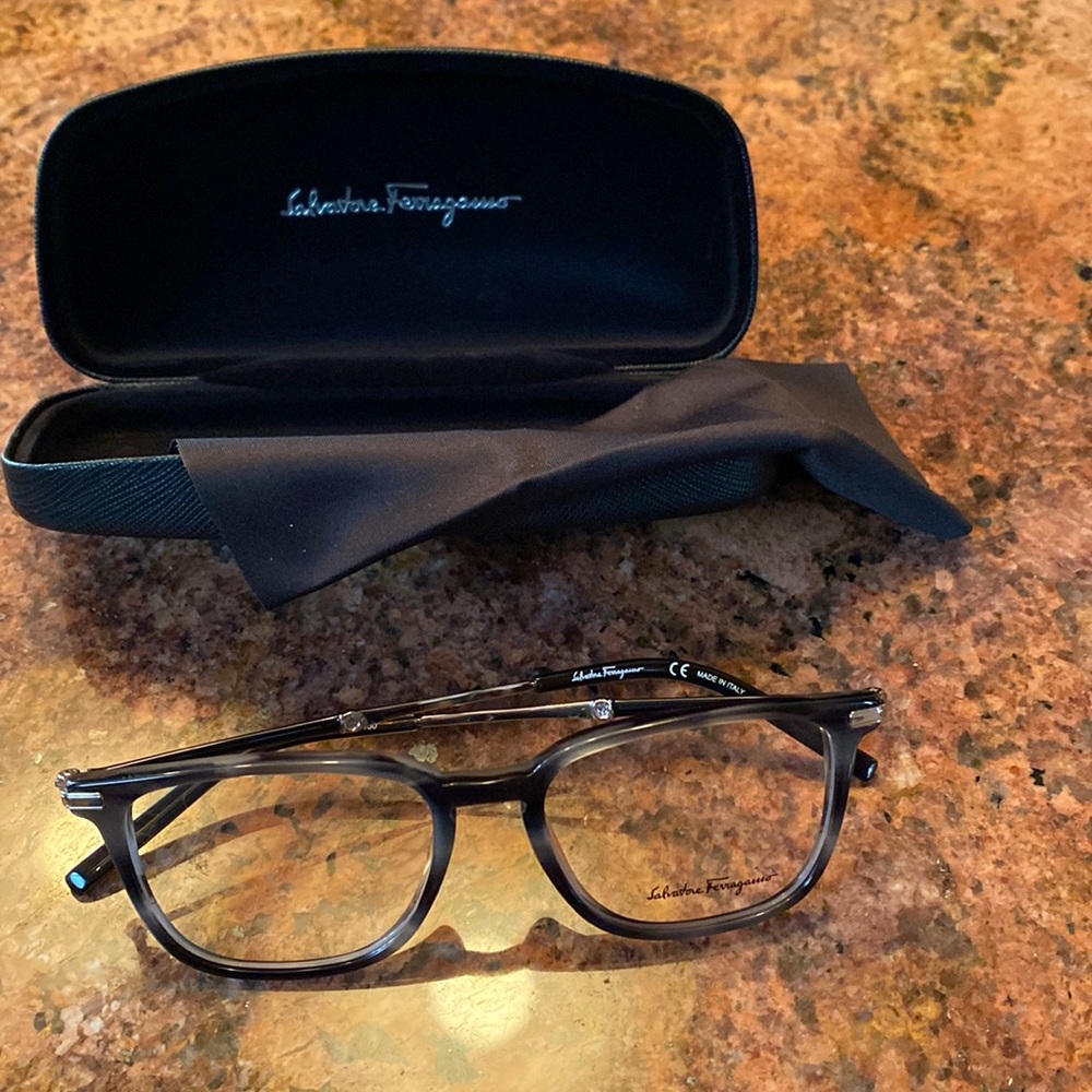 Salvatore ferrigamo 2861 mens eyeglasses color 319 striped khaki 51-17 with case